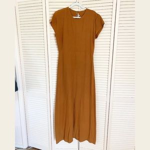 Ali Golden raw silk maxi dress size medium in rust